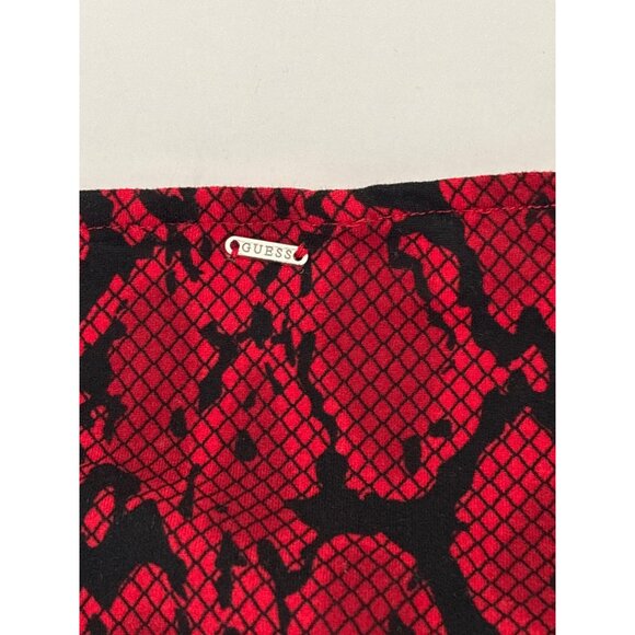 Guess Bodysuit M Red Snake-Print Deep V Sweetheart Neckline Cutout Y2K Clubwear - Picture 14 of 16